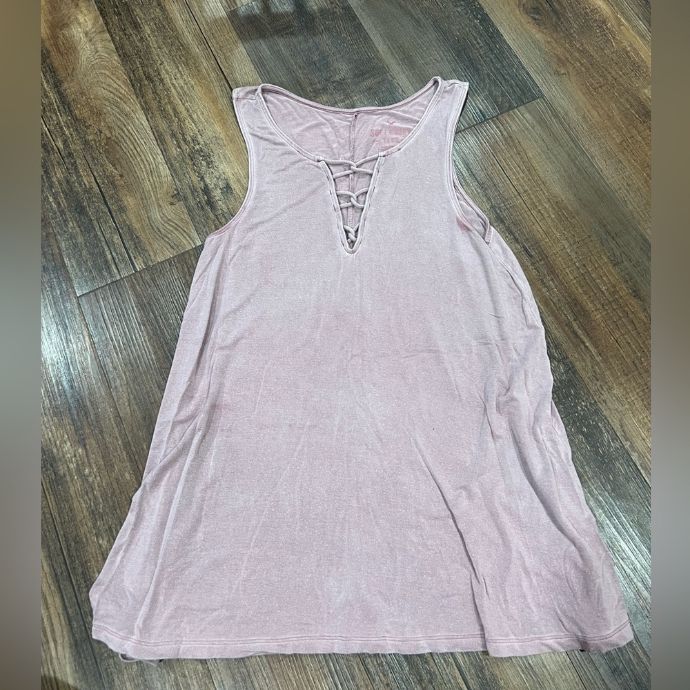 American Eagle Outfitters Light Pink Lace-Up Tank Top